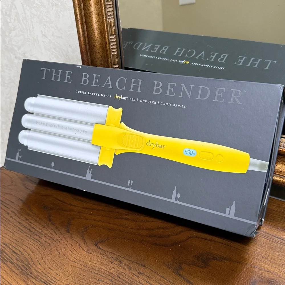 Drybar Triple Barrel Waver-The Beach Bender. Yellow. Digital temperature control